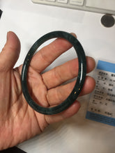 Load image into Gallery viewer, 63mm Certified Type A 100% Natural deep sea dark green/blue/black slim round cut Guatemala Jadeite bangle PC49-2048
