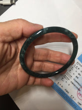Load image into Gallery viewer, 63mm Certified Type A 100% Natural deep sea dark green/blue/black slim round cut Guatemala Jadeite bangle PC49-2048
