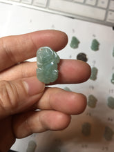 Load image into Gallery viewer, 100% natural type A icy watery jadeite jade green/white 3D PiXiu(貔貅) pendant necklace F160
