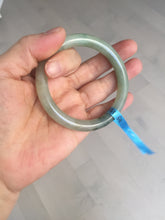 Load image into Gallery viewer, 54mm certified 100% natural type A icy watery light green/black round cut jadeite jade bangle BK9-6621
