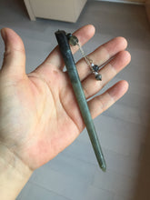 Load image into Gallery viewer, 13.5cm 100% Natural light green black gray Xiu Jade Serpentine hairpin AW31
