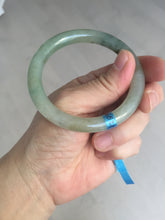 Load image into Gallery viewer, 54mm certified 100% natural type A icy watery light green/black round cut jadeite jade bangle BK9-6621

