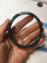 Load image into Gallery viewer, 63mm Certified Type A 100% Natural deep sea dark green/blue/black slim round cut Guatemala Jadeite bangle PC50-2063
