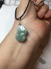 Load image into Gallery viewer, 100% natural type A icy watery jadeite jade green/white 3D PiXiu(貔貅) pendant necklace F160
