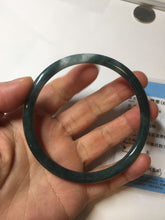 Load image into Gallery viewer, 63mm Certified Type A 100% Natural deep sea dark green/blue/black slim round cut Guatemala Jadeite bangle PC50-2063
