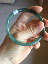 Load image into Gallery viewer, 60mm Certified Type A 100% Natural icy watery deep sea dark green/blue/gray/black Guatemala slim round cut Jadeite bangle PB150-1476
