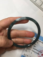 Load image into Gallery viewer, 63mm Certified Type A 100% Natural deep sea dark green/blue/black slim round cut Guatemala Jadeite bangle PC50-2063
