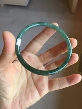 Load image into Gallery viewer, 60mm Certified Type A 100% Natural icy watery deep sea dark green/blue/gray/black Guatemala slim round cut Jadeite bangle PB150-1476
