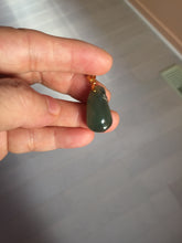 Load image into Gallery viewer, 100% Natural type A dark green/black/gary Jadeite Jade belssed melon pendant PC124-5
