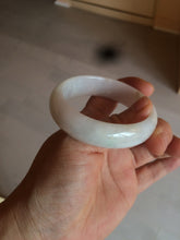 Load image into Gallery viewer, 50mm Certified Type A 100% Natural sunny green/white Jadeite Jade oval bangle BF26-1484
