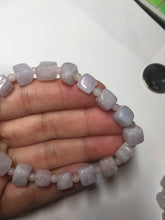 Load image into Gallery viewer, 100% natural type A icy white/purple jadeite jade beads bracelet BK57
