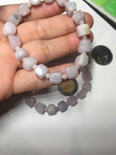 Load image into Gallery viewer, 100% natural type A icy white/purple jadeite jade beads bracelet BK57
