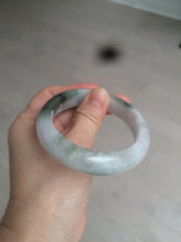 Load image into Gallery viewer, 55mm Certified 100% natural Type A icy watery dark green/white oval jadeite jade bangle AZ123-2781
