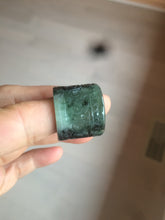 Load image into Gallery viewer, 100% Natural type A craved ancient Chinese characters jadeite jade broad ring AS80
