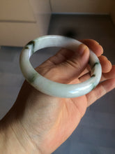 Load image into Gallery viewer, 56.5mm certified type A 100% Natural dark green/white jadeite jade bangle BG75-1837
