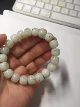 Load image into Gallery viewer, 10x8mm 100% Natural beige white brown vintage style  flying dandelions Osmanthus fragrans cake nephrite Jade bead bracelet HN4
