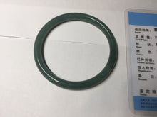 Load image into Gallery viewer, 55mm Certified Type A 100% Natural deep sea dark green/blue/gray/black slim round cut Guatemala Jadeite bangle AU74-3803
