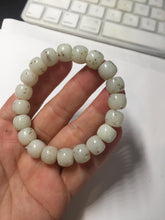 Load image into Gallery viewer, 10x8mm 100% Natural beige white brown vintage style  flying dandelions Osmanthus fragrans cake nephrite Jade bead bracelet HN4
