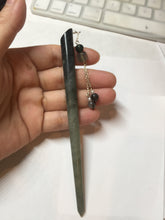 Load image into Gallery viewer, 13.5cm 100% Natural light green black gray Xiu Jade Serpentine hairpin AW31
