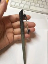 Load image into Gallery viewer, 13.5cm 100% Natural light green black gray Xiu Jade Serpentine hairpin AW31
