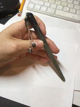 Load image into Gallery viewer, 13.5cm 100% Natural light green black gray Xiu Jade Serpentine hairpin AW31
