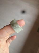 Load image into Gallery viewer, 100% Natural type A craved ancient Chinese characters jadeite jade broad ring AS80
