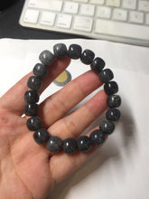Load image into Gallery viewer, 10x8mm 100% Natural black (青花) vintage style nephrite Jade bead bracelet HN5
