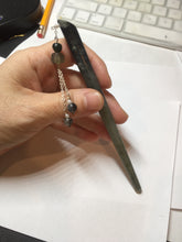 Load image into Gallery viewer, 13.5cm 100% Natural light green black gray Xiu Jade Serpentine hairpin AW31
