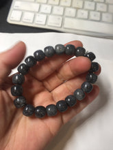 Load image into Gallery viewer, 10x8mm 100% Natural black (青花) vintage style nephrite Jade bead bracelet HN5
