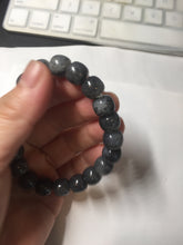 Load image into Gallery viewer, 10x8mm 100% Natural black (青花) vintage style nephrite Jade bead bracelet HN5
