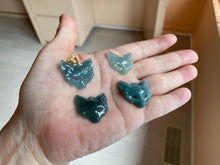 Load image into Gallery viewer, 100% natural type A dark green/gray Guatemala jadeite jade fox mask pendant necklace BP176
