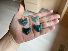 Load image into Gallery viewer, 100% natural type A dark green/gray Guatemala jadeite jade fox mask pendant necklace BP176
