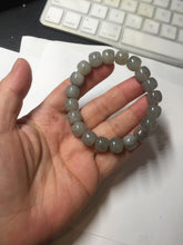 Load image into Gallery viewer, 10x8mm 100% Natural icy black sesame paste(芝麻糊冰青花) vintage style nephrite Jade bead bracelet HN6
