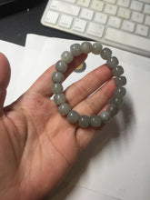 Load image into Gallery viewer, 10x8mm 100% Natural icy black sesame paste(芝麻糊冰青花) vintage style nephrite Jade bead bracelet HN6
