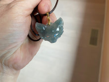 Load image into Gallery viewer, 100% natural type A dark green/gray Guatemala jadeite jade fox mask pendant necklace BP176

