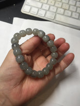 Load image into Gallery viewer, 10x8mm 100% Natural icy black sesame paste(芝麻糊冰青花) vintage style nephrite Jade bead bracelet HN6
