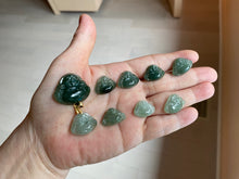 Load image into Gallery viewer, 100% Natural type A ict watery dark green(老油青) happy Buddha jadeite pendant 178
