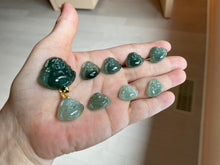Load image into Gallery viewer, 100% Natural type A ict watery dark green(老油青) happy Buddha jadeite pendant 178
