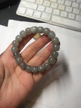 Load image into Gallery viewer, 10x8mm 100% Natural icy black sesame paste(芝麻糊冰青花) vintage style nephrite Jade bead bracelet HN6
