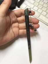 Load image into Gallery viewer, 15cm 100% Natural light green black gray blue Xiu Jade Serpentine hairpin AW33
