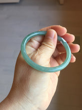 Load image into Gallery viewer, 53mm Certified Type A 100% Natural icy watery deep sea dark green/blue/gray/black Guatemala slim round cut Jadeite bangle PB146-8141
