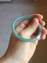 Load image into Gallery viewer, 53mm Certified Type A 100% Natural icy watery deep sea dark green/blue/gray/black Guatemala slim round cut Jadeite bangle PB146-8141

