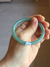 Load image into Gallery viewer, 53mm Certified Type A 100% Natural icy watery deep sea dark green/blue/gray/black Guatemala slim round cut Jadeite bangle PB146-8141
