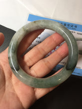 Load image into Gallery viewer, 57.5mm certified type A 100% Natural oily light green/white chubby round cut Jadeite Jade bangle BM19-2795
