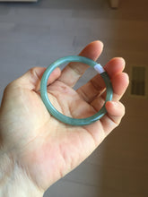Load image into Gallery viewer, 53mm Certified Type A 100% Natural icy watery deep sea dark green/blue/gray/black Guatemala slim round cut Jadeite bangle PB146-8141
