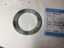 Load image into Gallery viewer, 58.5mm certified type A 100% Natural oily light green/white chubby round cut Jadeite Jade bangle BM20-2798
