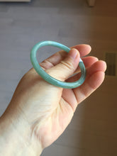 Load image into Gallery viewer, 53mm Certified Type A 100% Natural icy watery deep sea dark green/blue/gray/black Guatemala slim round cut Jadeite bangle PB146-8141
