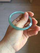 Load image into Gallery viewer, 53mm Certified Type A 100% Natural icy watery deep sea dark green/blue/gray/black Guatemala slim round cut Jadeite bangle PB146-8141
