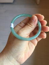 Load image into Gallery viewer, 53mm Certified Type A 100% Natural icy watery deep sea dark green/blue/gray/black Guatemala slim round cut Jadeite bangle PB146-8141

