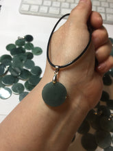 Load image into Gallery viewer, 100% Natural type A dark blue/green/gray round Guatemala Jadeite Jade safe and sound pendant group BF155
